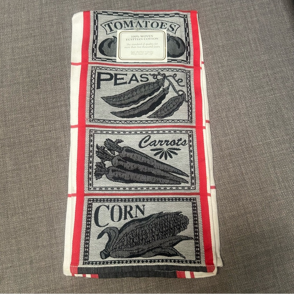 Vintage CECIL SAYDAH Seedpacket KT Vegetable Woven Jacquard Tea Towel #1001256A